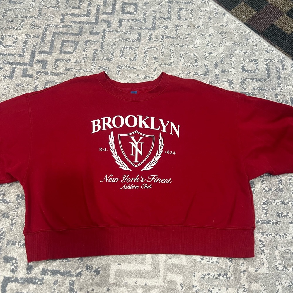Women’s Old Navy Oversized Crop SoComfy Logo Crewneck Sweatshirt Plus Size XXL - Picture 2 of 6